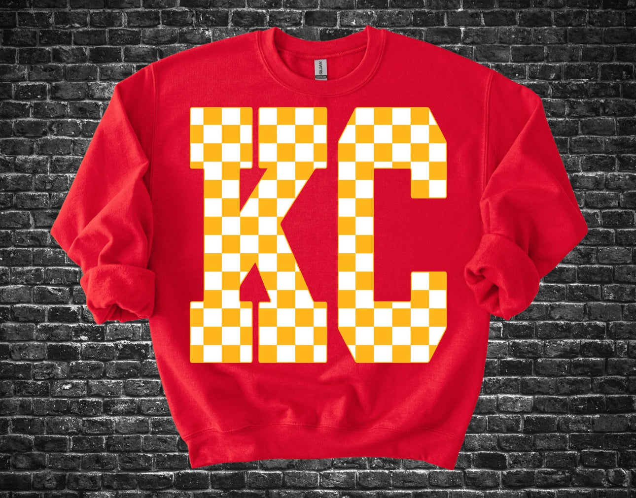 Red KC Checkered Crew