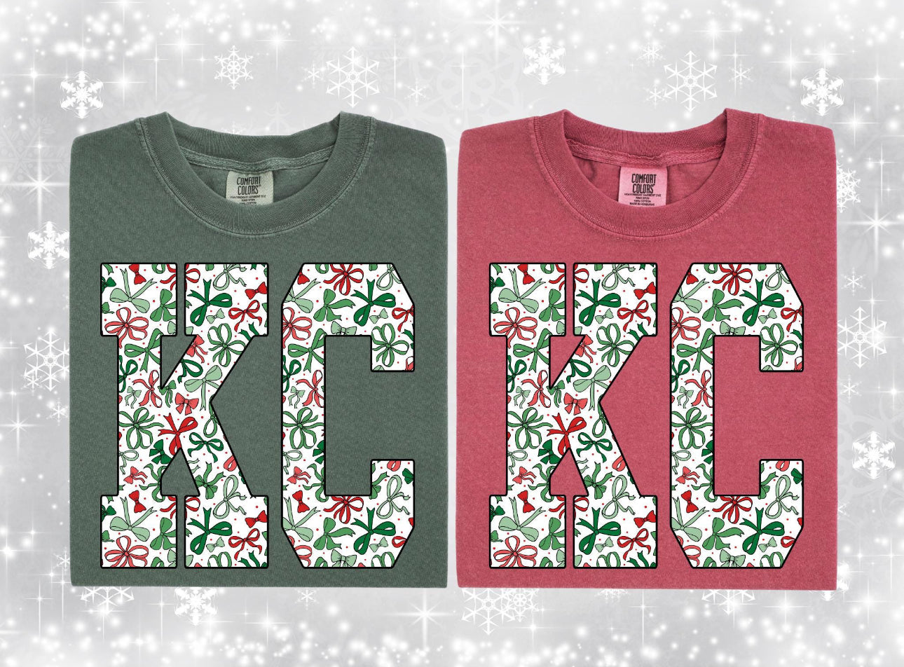 KC Red & Green Bow Tee
