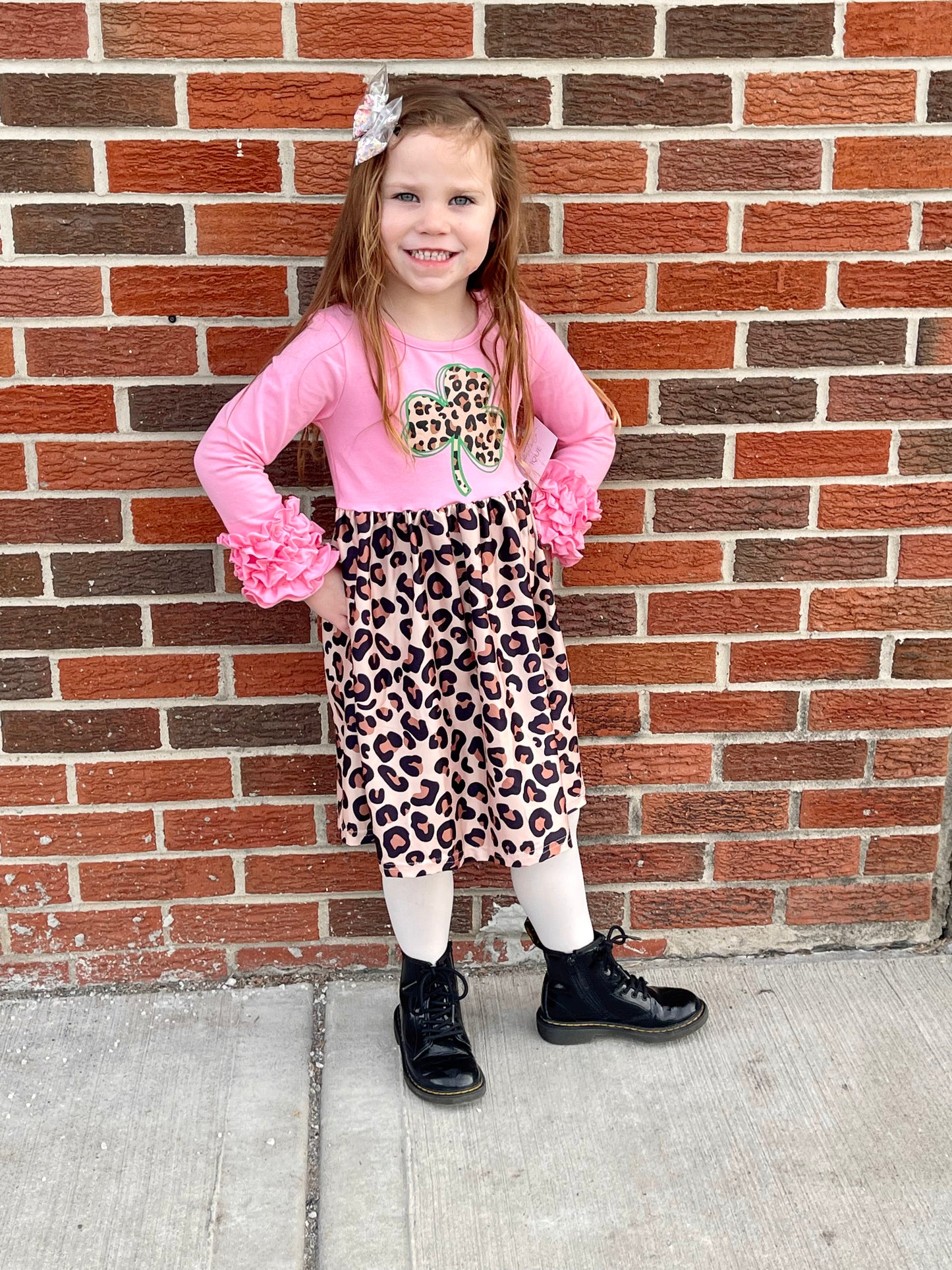 PINK CLOVER LEOPARD DRESS