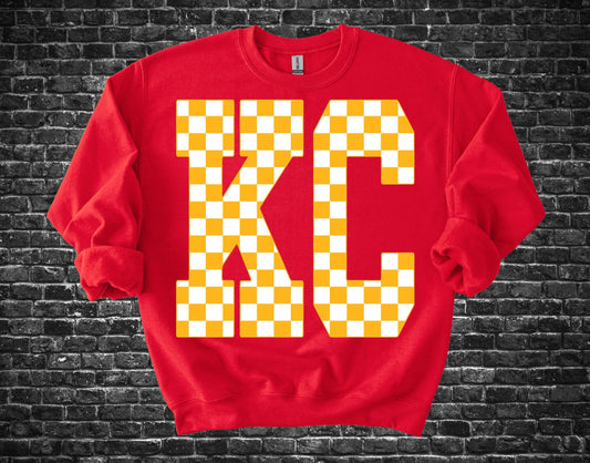 Red KC Checkered Crew