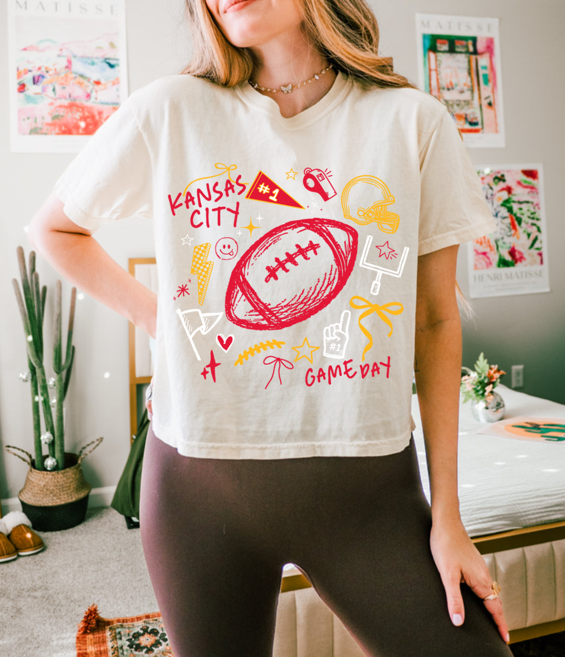 Kansas City Football Doodle Crop Tee