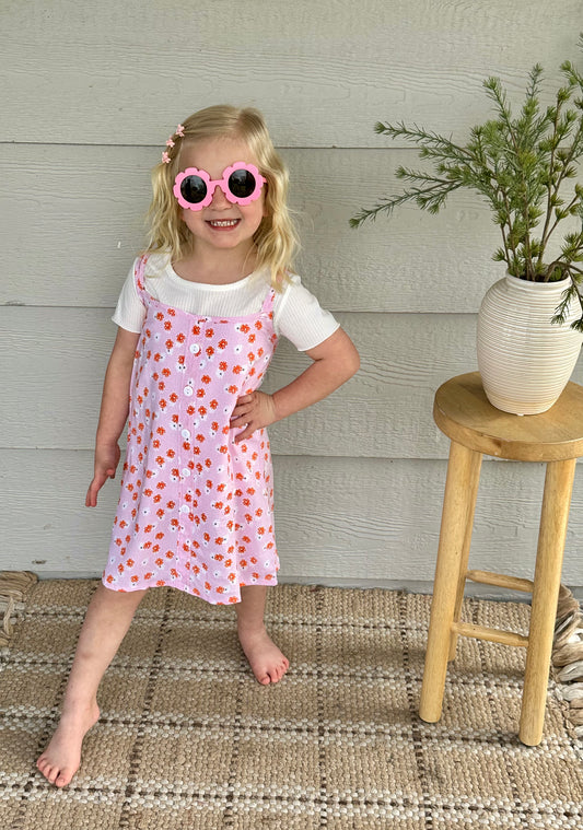 CORAL FLORAL DRESS W/TEE