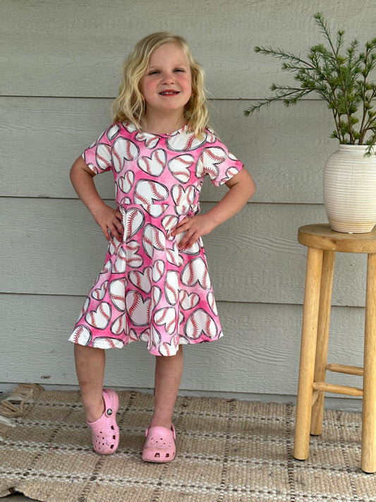 PINK HEART BASEBALL DRESS