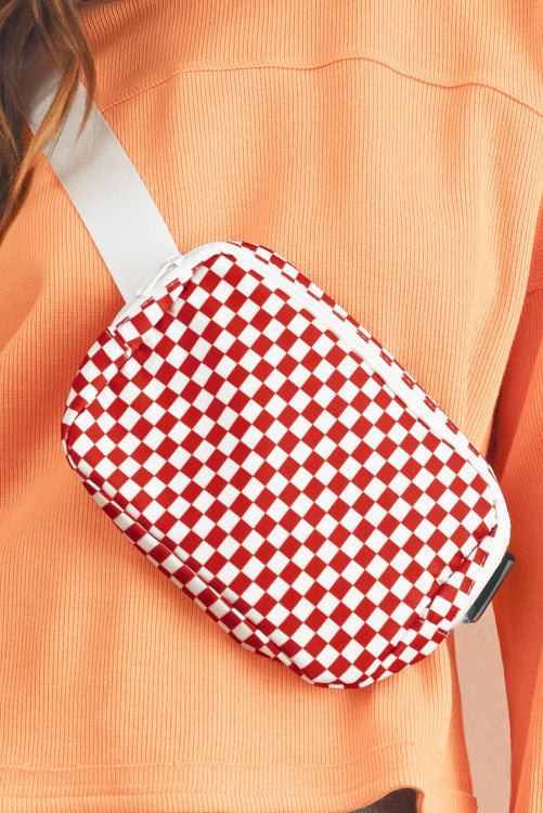 RED CHECKERED SLING BAG