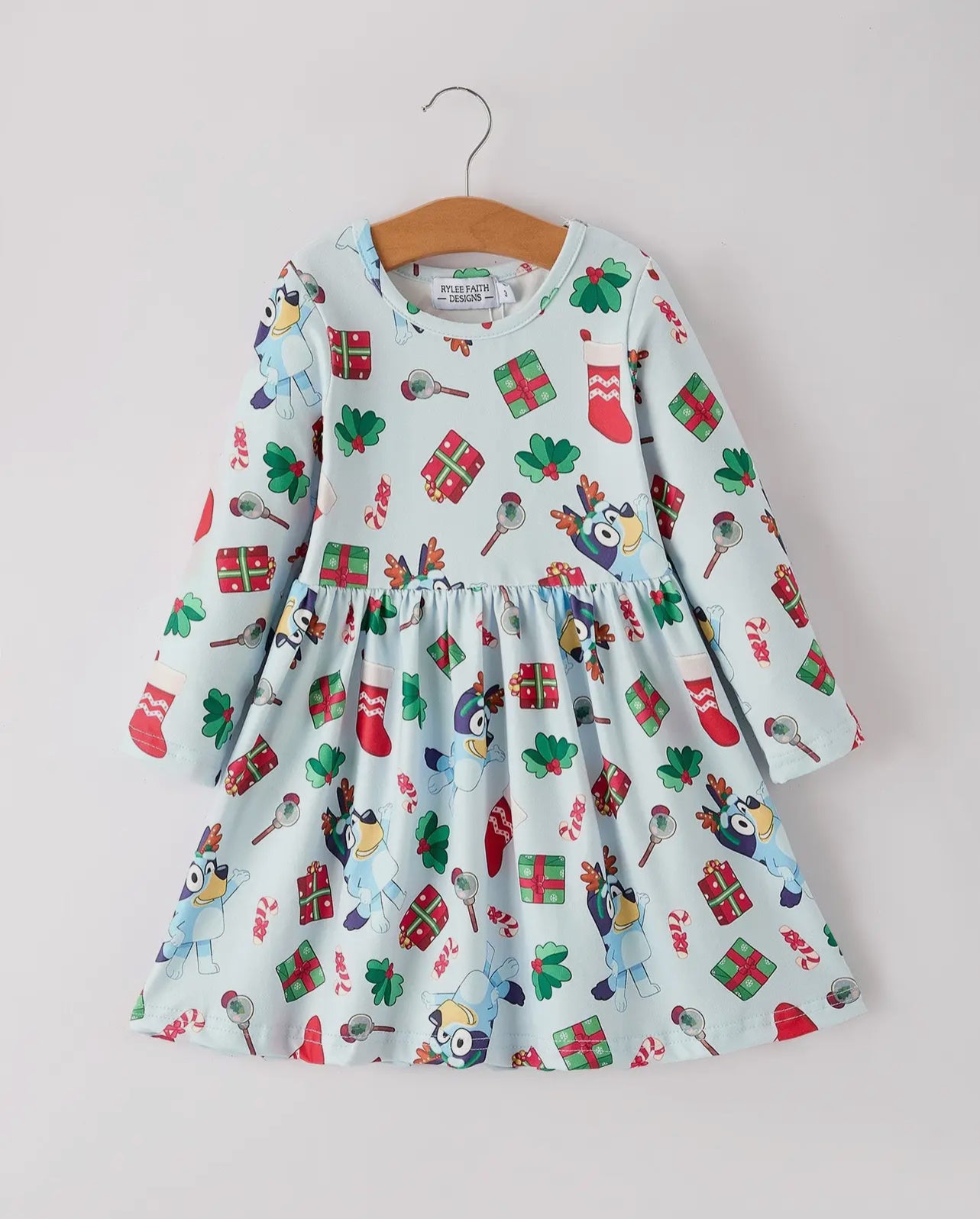 B luey Blue LS Christmas Dress