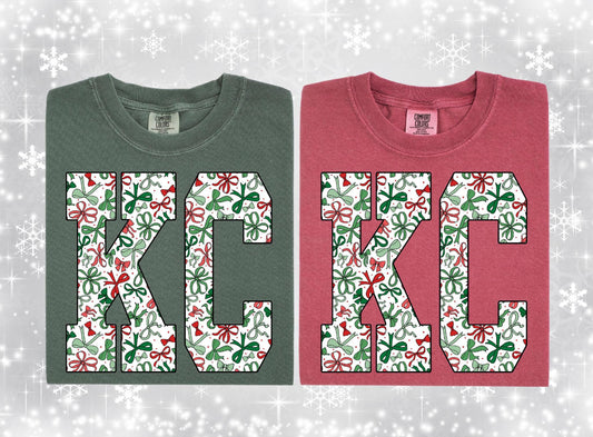 KC Red & Green Bow Tee