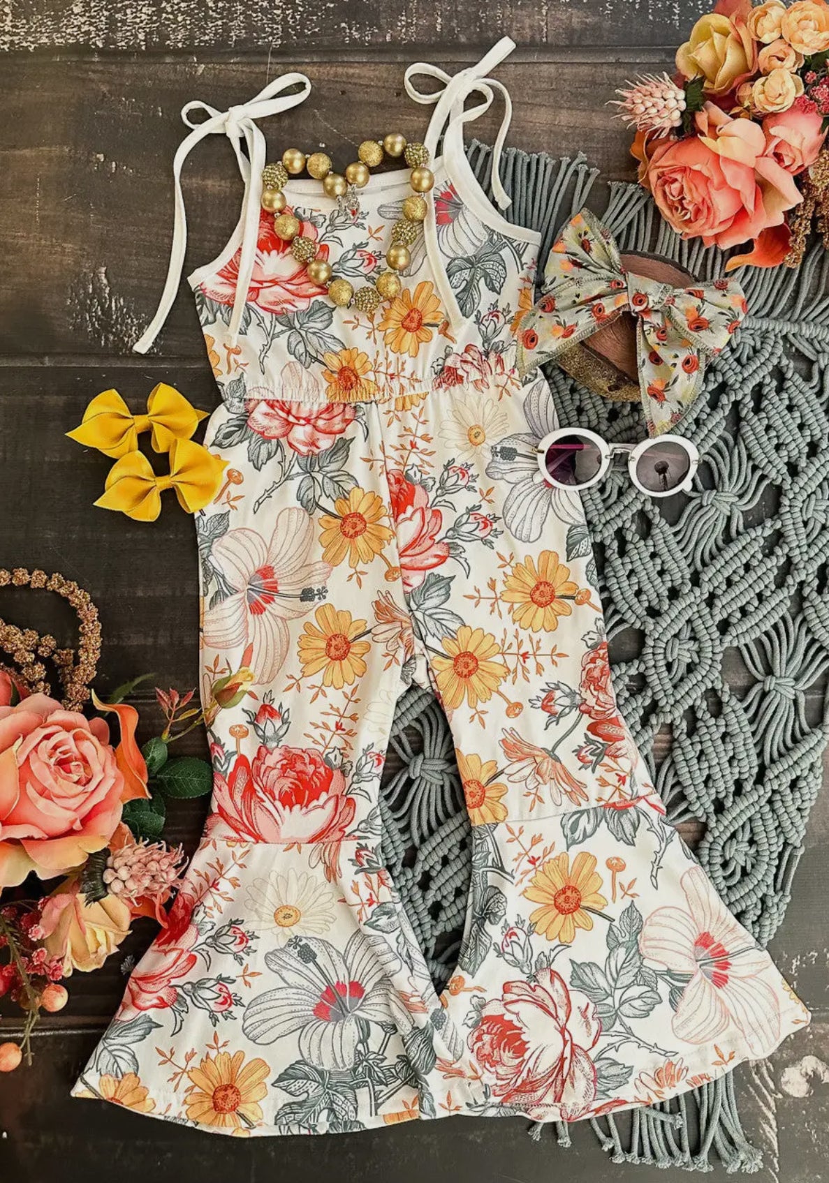 FLORAL TIE JUMPSUIT